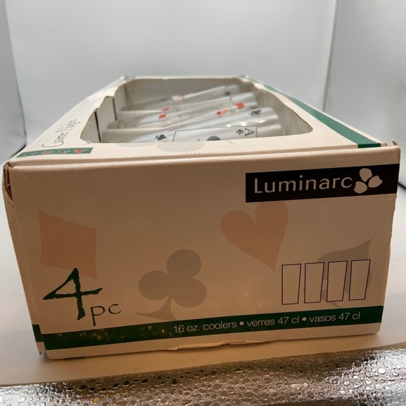 New Set of Four Luminarc Game Night Glasses 16 oz Coolers - Picture 7 of 10
